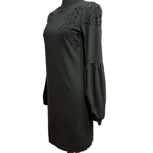 Lilly Pulitzer Dress XS Long Lantern Sleeve Sequin Floral Black Party Holiday - Picture 2 of 8